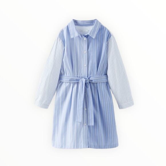 ZARA Kids | Blue | CONTRASTING STRIPED POPLIN SHIRTDRESS - Picture 2 of 5